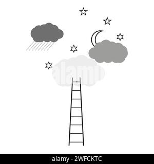 Ladder sky sun clouds. Cloud technology. Business concept. Vector illustration. stock image. EPS 10. Stock Vector