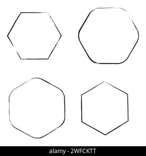 Exclusive frames. Hexagonal figures. Brush shapes, frames of thin lines. stock image. EPS 10. Stock Vector