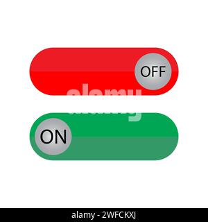 Buttons on off in flat style on soft white background. Design element. Web ui design. Vector illustration. stock image. EPS 10. Stock Vector