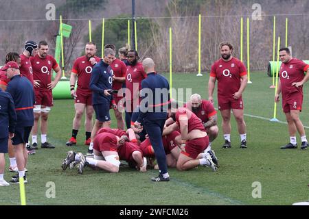 Girona, Spain, 29th January 2024 - England men's rugby warm weather training camp. Stock Photo