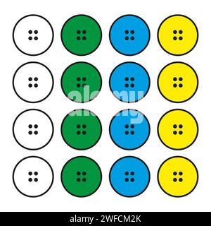 Retro set colored clothes buttons. Design element. Art collection. Vector illustration. stock image. EPS 10. Stock Vector