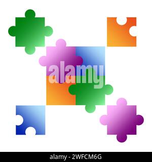 colored puzzles. Business team symbol. Vector illustration. Stock image. eps 10. Stock Vector