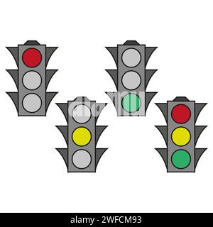 traffic lights set. Sign forbidden. Vector illustration. Stock image. eps 10. Stock Vector