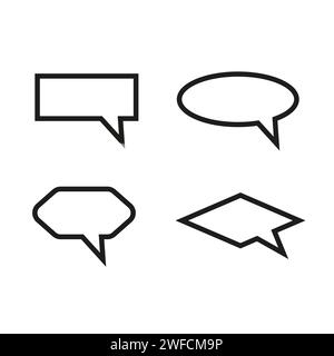 Message icons empty set in flat style.  Chat icon set. Speak icon. Dialog, chat speech bubble. Vector illustration. Stock image. EPS 10. Stock Vector