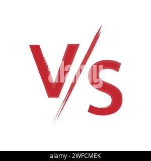 VS sign. Versus icon. Red letters. Creative logotype. Cartoon element. Flat style. Vector illustration. Stock image. EPS 10. Stock Vector