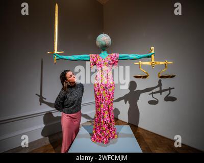 London, UK. 30th Jan, 2024. Yinka Shonibare, Justice for All, 2019 - the new exhibition Entangled Pasts: 1768-now: Art, Colonialism and Change, at the Royal Academy of arts. Usage must mention this exhibition. The exhibition runs from 3 February to 28 April 2024. Credit: Guy Bell/Alamy Live News Stock Photo