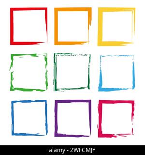 colored brush squares. Watercolor style texture. Ink paint brush stain. Vector illustration. stock image. EPS 10. Stock Vector