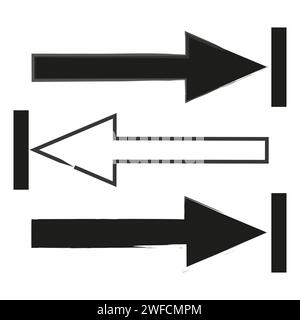 Exclusive arrows. Brush arrows pointing in different directions. Black and white arrows. stock image. EPS 10. Stock Vector