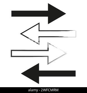 Exclusive arrows. Brush arrows pointing in different directions. Black and white arrows. stock image. EPS 10. Stock Vector