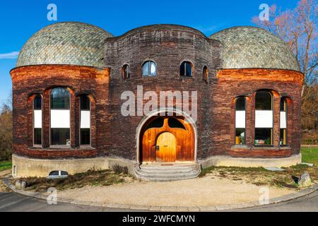 Glass house Dornach by architect Rudolf Steiner, canton of Solothurn, Switzerland. The Glass House is a studio building för the glass grinding shop. B Stock Photo