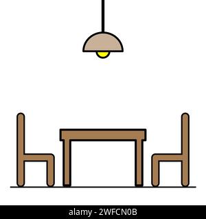 Table and two chairs. Sketch illustration on light backdrop. Icon for concept design. Vector illustration. stock image. EPS 10. Stock Vector