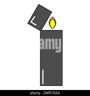 Cigarette lighter icon. Gray symbol. Fire sign. Outline element. Isolated object. Vector illustration. Stock image. EPS 10. Stock Vector