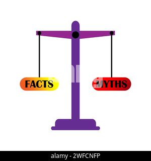 Facts myths scales. Character for concept design. Concept social media. Vector illustration. stock image. EPS 10. Stock Vector