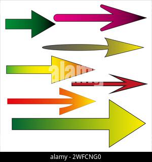 different straight arrows. Set for decorative design. Graphic elements. Vector illustration. stock image. EPS 10. Stock Vector