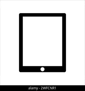 one tablet icon. E tablet ic in flat style black background. Screen device mockup blank monitor. Vector illustration. Stock image. EPS 10. Stock Vector