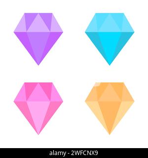 Colorful gemstones. Various diamonds, brilliants, emeralds. Vector illustration. stock image. EPS 10. Stock Vector