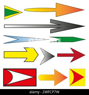 different straight arrows. Set for decorative design. Graphic elements. Vector illustration. stock image. EPS 10. Stock Vector