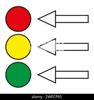Exclusive arrows. Brush arrows showing colored circles. Traffic light with grunge arrows. stock image. EPS 10. Stock Vector