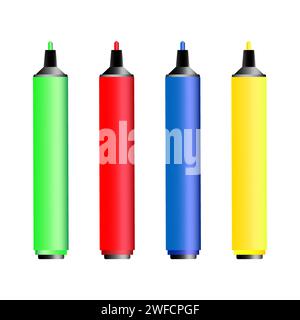 Cartoon set of colored markers for paper design. Vector illustration. stock image. EPS 10. Stock Vector