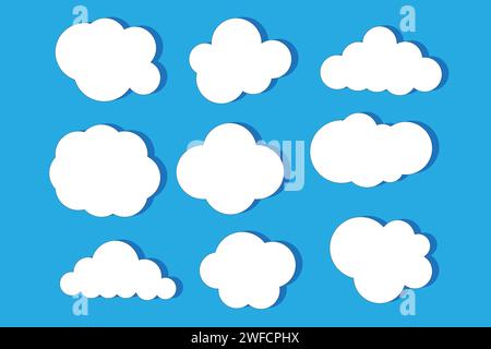 Cartoon clouds. Blue background. Vector illustration. stock image. EPS 10. Stock Vector