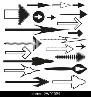 different straight arrows. Set for decorative design. Graphic elements. Vector illustration. stock image. EPS 10. Stock Vector