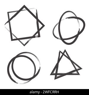 Abstract freehand shapes. Ink brush stroke drawing. Brush texture. Vector illustration. stock image. EPS 10. Stock Vector
