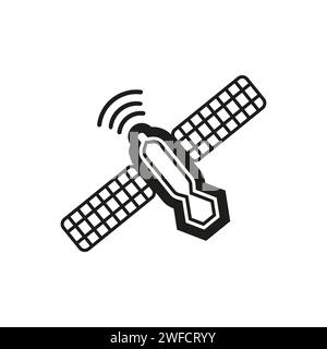 satellite icon. Cloud technology. Space background. Vector illustration. Stock image. EPS 10. Stock Vector
