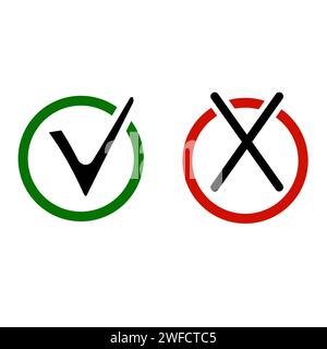 Check mark icon. Cross symbol. Vector illustration. stock image. EPS 10. Stock Vector