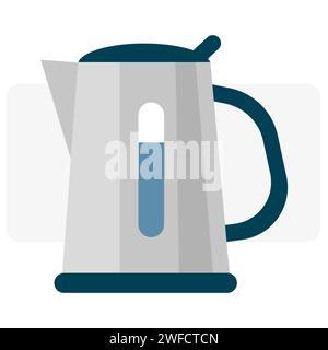 Modern electric kettle picture. Contemporary cartoon icon with colorful electric kettle. Vector illustration. stock image. EPS 10. Stock Vector