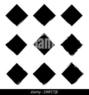 Brush squares. Hand drawn frame set. Design element. Vector illustration. stock image. EPS 10. Stock Vector