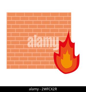 Wall fire. Computer technology concept. security data protection concept. Privacy concept. Vector illustration. stock image. EPS 10. Stock Vector