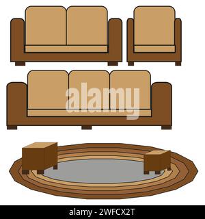 collection with different furniture. Sticker pack. Vector illustration. stock image. EPS 10. Stock Vector