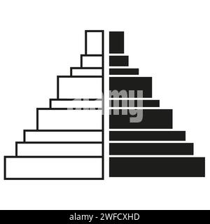 pyramid black white rectangles. Abstract texture. Vector illustration. Stock image. EPS 10. Stock Vector