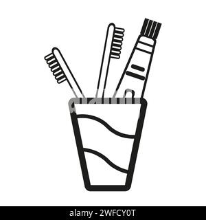 glass toothbrush paste icon. Medical dentist tool. Vector illustration. Stock image. eps 10. Stock Vector