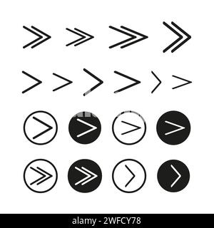Different arrows. Icon set. Flat design. Computer interface. Arrow pointer, mouse cursor. Vector illustration. Stock image. EPS 10. Stock Vector