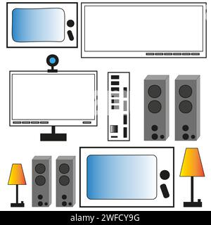 Household appliances for different purposes. Various home appliances. vector illustration. stock image. EPS 10. Stock Vector