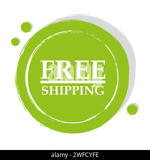 Vintage button with free shipping. Star icon. Icon symbol. Vector illustration. stock image. EPS 10. Stock Vector