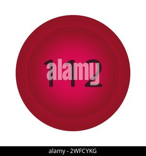 Red red button 112. Pharmacy concept. Call symbol. Vector illustration. Stock image. EPS 10. Stock Vector
