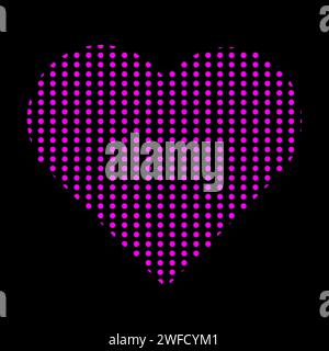 Beautiful heart purple dots black background. Party decoration. Vector illustration. stock image. EPS 10. Stock Vector