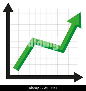 icon with green arrow chart up. Trade arrow. Vector illustration. stock image. EPS 10. Stock Vector