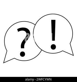 Question and exclamation sign. Speech bubble. Outline shape. Answer and information. Vector illustration. Stock image. EPS 10. Stock Vector
