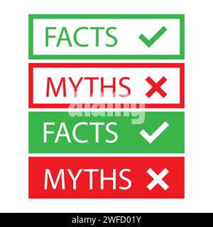 Web template with facts myths tick cross. Check mark icon. Vector illustration. stock image. EPS 10. Stock Vector