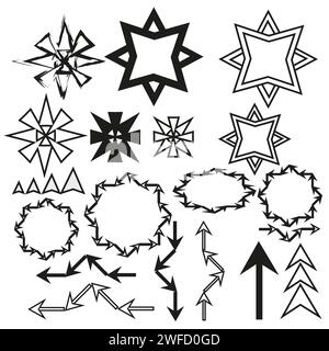 Doodle set with black different shapes of arrows. Vector illustration. stock image. EPS 10. Stock Vector