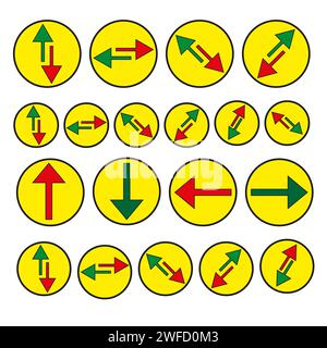 Red arrows in yellow circles. Vector illustration. stock image. EPS 10. Stock Vector