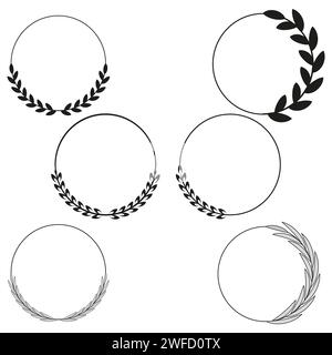 Wreaths lines in rustic style. Spring floral pattern. Wedding invitation. Vector illustration. Stock image. EPS 10. Stock Vector