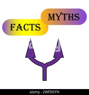 Button with facts myths arrows. Concept graphic design element. Vector illustration. stock image. EPS 10. Stock Vector