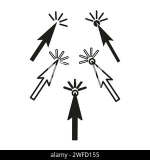 black arrows cursors set. Computer interface. Search icon. Vector illustration. Stock image. EPS 10. Stock Vector