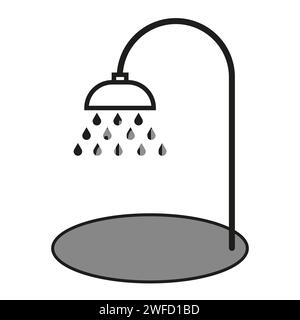 Black shower icon. Clean water. Vector illustration. Stock image. EPS 10. Stock Vector