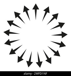 arrows outwards circle. Round shape. Vector illustration. EPS 10. Stock Vector