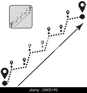 Pins way. Business strategy concept. Vector illustration. EPS 10. Stock Vector